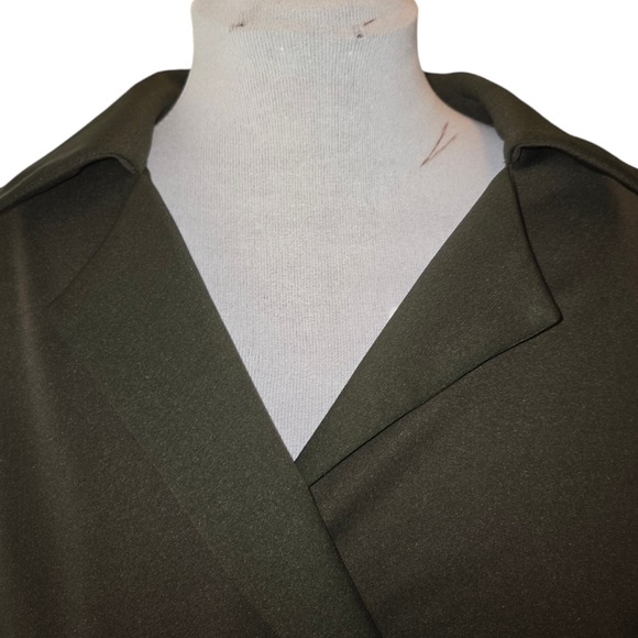 Standards & Practices Army Green Stretch Long Sleeve Utility Wrap Shirt Dress 3X - Picture 3 of 14
